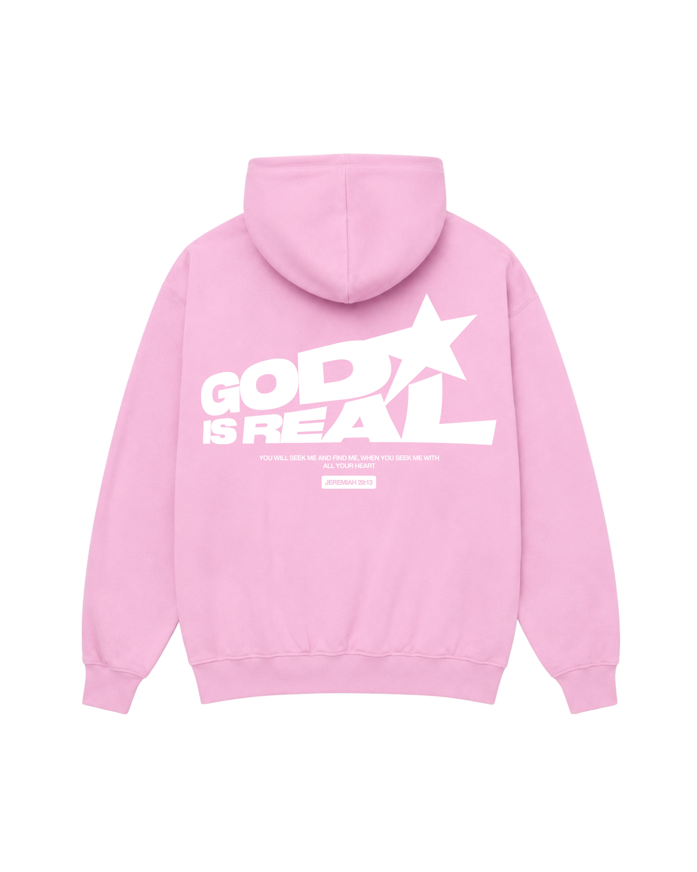 GOD IS REAL STAR PINK HOODIE